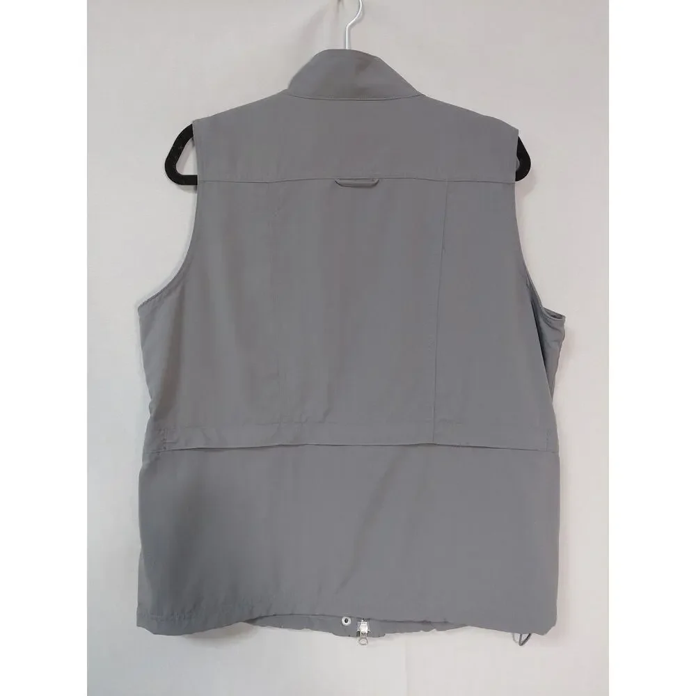 TravelSmith Gray  Full Zip Lined Sleeveless Vest Utility Men Size L